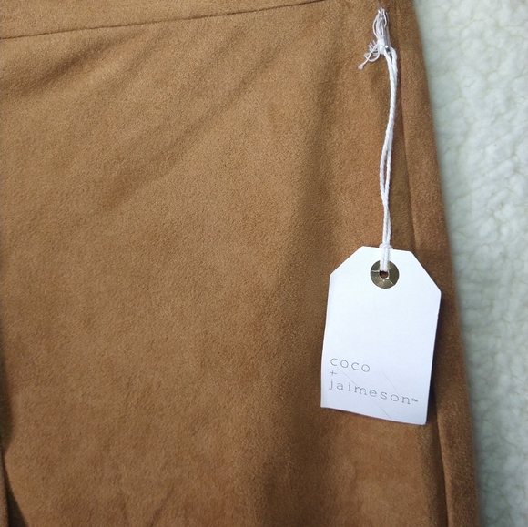 Coco + Jaimeson Womens Small Brown Suede Look Mini Casual A-Line Skirt Button - Picture 2 of 10
